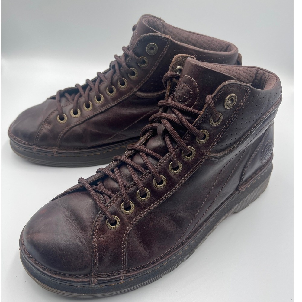 Dr Martens Farrell Boots Mens 11 Brown Leather AirWair Lace Up Casual EU45